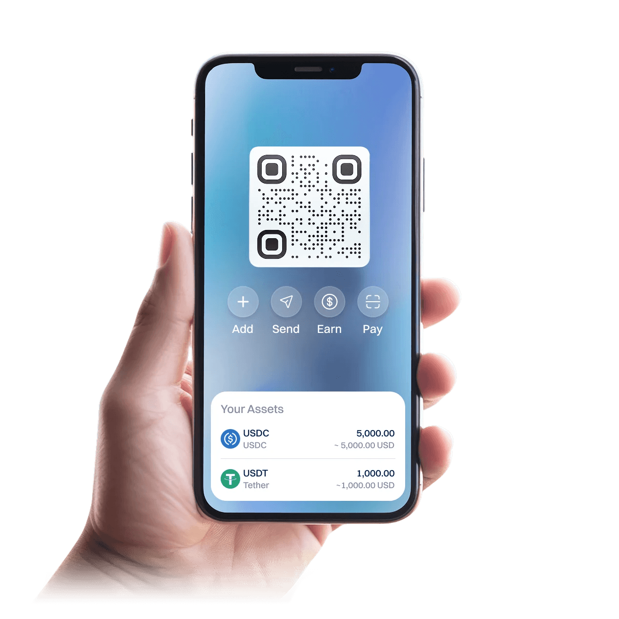 Hand holding smartphone
