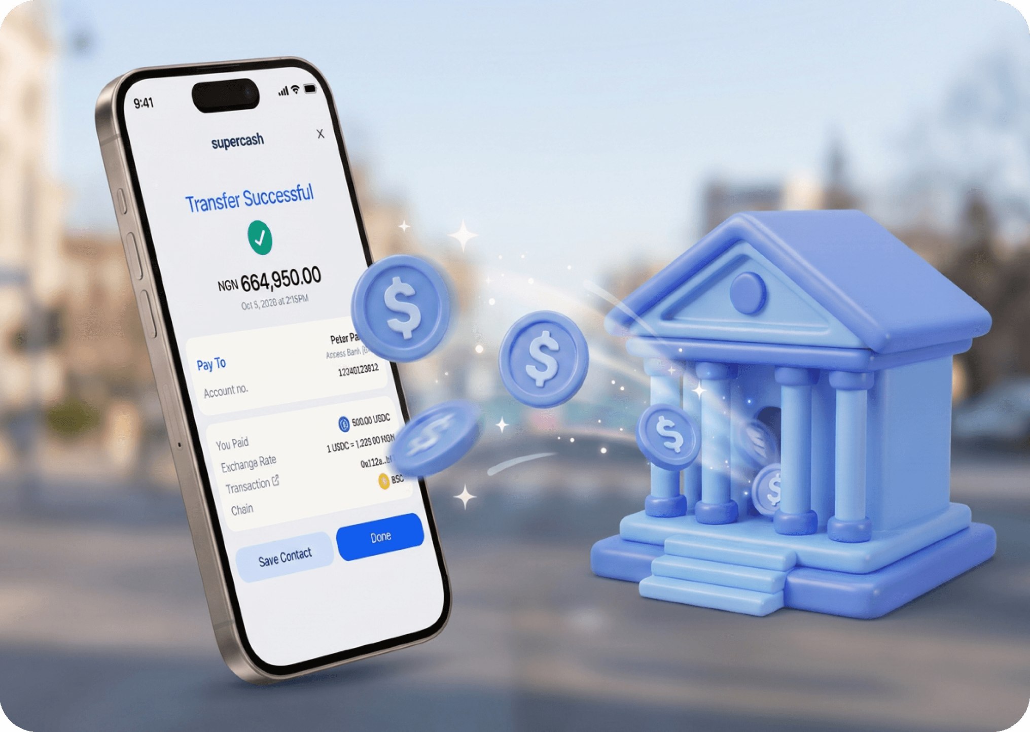 A successful local bank transfer from SuperCash
