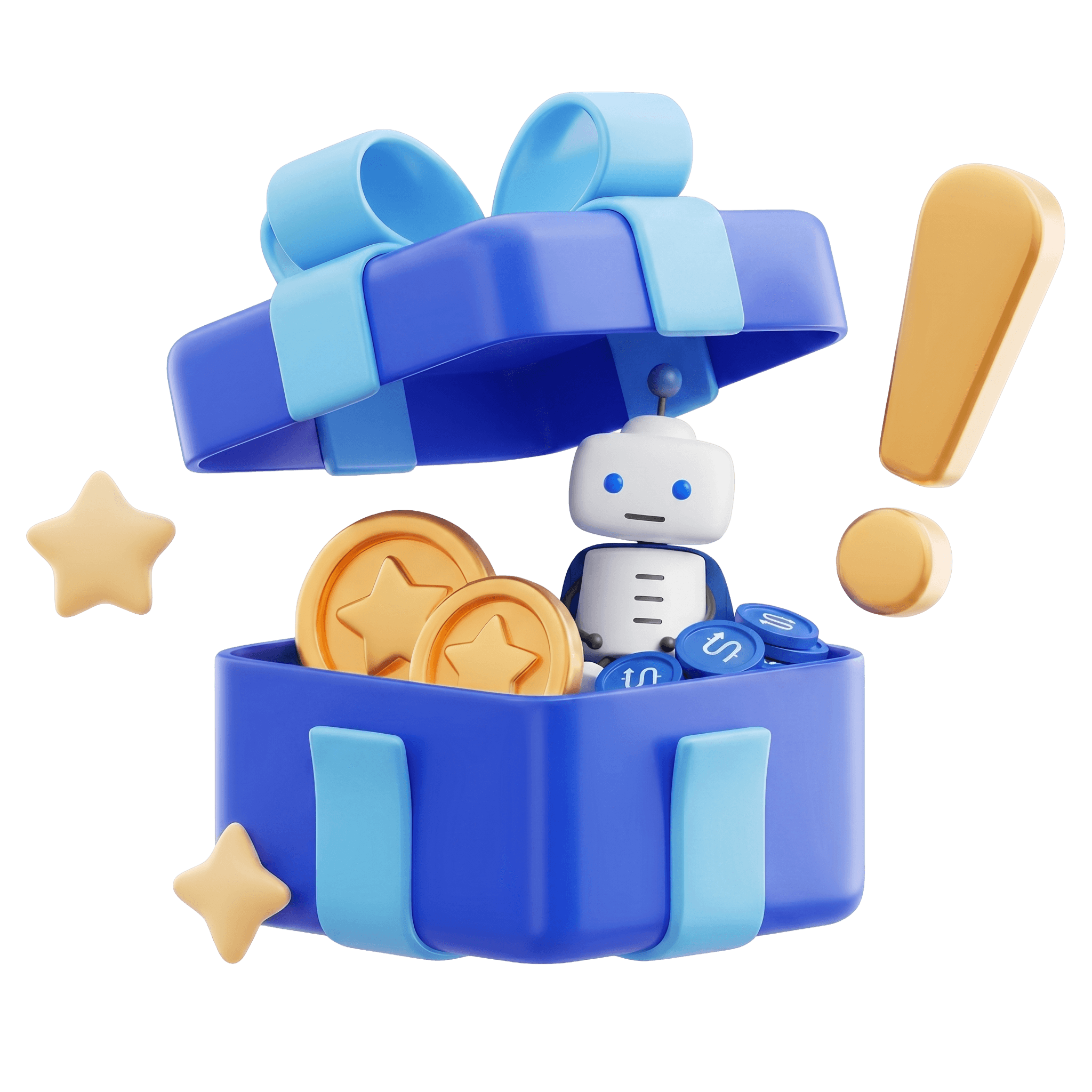 Rewards gift box with coins and cashback symbols